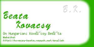 beata kovacsy business card